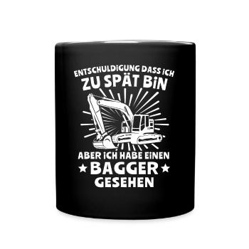 Baggerfahrer Bagger - Tasse einfarbig - Schwarz - Vorne