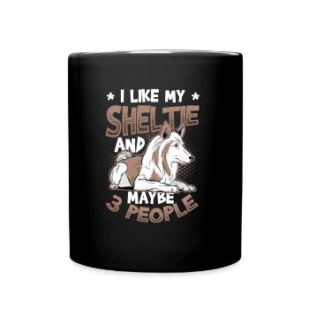 J’aime mon Sheltie et peut-être 3 personnes - Mug uni - noir - Devant