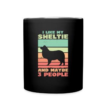 J’aime mon Sheltie et peut-être 3 personnes - Mug uni - noir - Devant