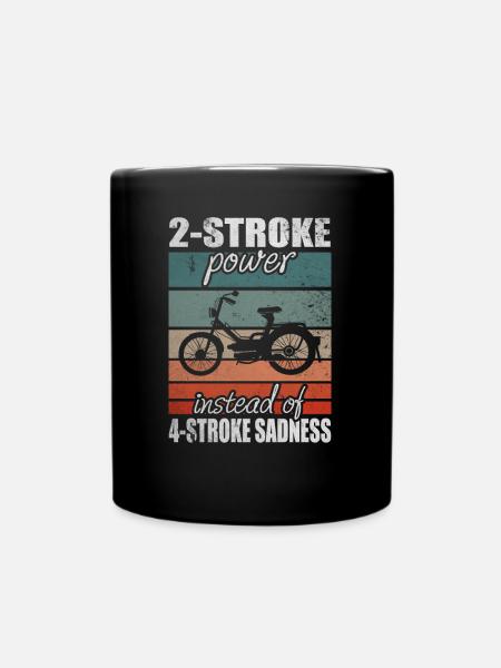 2 Stroke Power 4 Stroke Sadness Vintage Moped Moped - Full Colour Mug - black