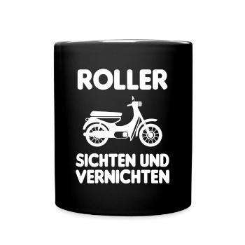 Roller Sichten Und Vernichten Moped Liebhaber Mofa - Tasse einfarbig - Schwarz - Vorne