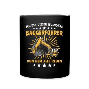 Baggerführer Baggerfahrer - Tasse einfarbig - Schwarz - Vorne