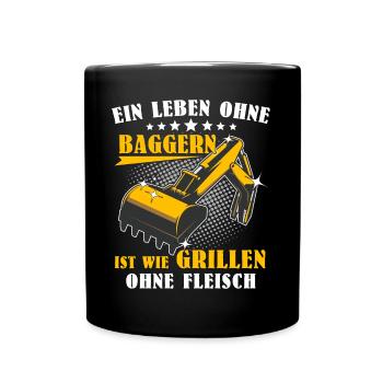 Baggerführer Baggerfahrer - Tasse einfarbig - Schwarz - Vorne