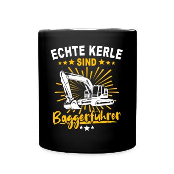 Baggerführer Baggerfahrer - Tasse einfarbig - Schwarz - Vorne