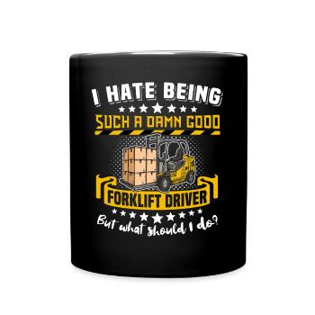 Staplerfahrer Stapler - Tasse einfarbig - Schwarz - Vorne