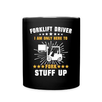 Staplerfahrer Stapler - Tasse einfarbig - Schwarz - Vorne