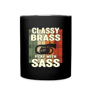 Classy Brass Play With Sass Baritone Player Gifts - Full Colour Mug - black - Front