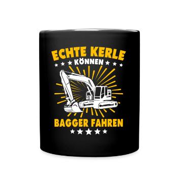 Baggerführer Bagger Baggerfahrer - Tasse einfarbig - Schwarz - Vorne