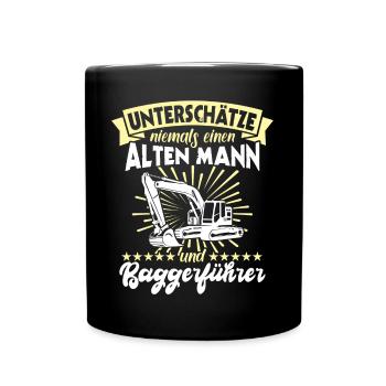 Baggerführer Bagger Baggerfahrer - Tasse einfarbig - Schwarz - Vorne