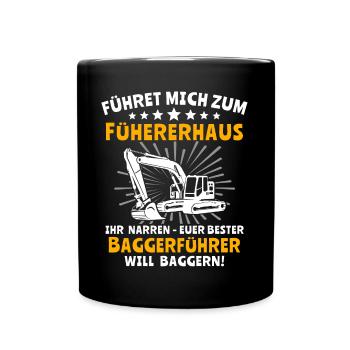 Baggerführer Bagger Baggerfahrer - Tasse einfarbig - Schwarz - Vorne