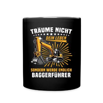 Baggerführer Bagger Baggerfahrer - Tasse einfarbig - Schwarz - Vorne
