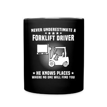 Stapler Staplerfahrer - Tasse einfarbig - Schwarz - Vorne