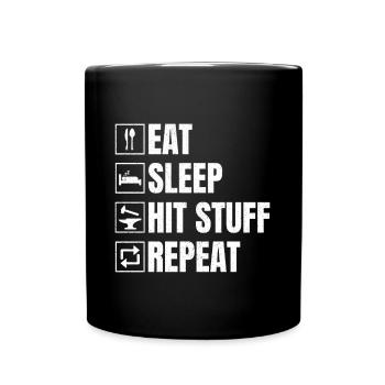 Blacksmithing Eat Sleep Hit Stuff Repeat Gift Idea - Full Colour Mug - black - Front