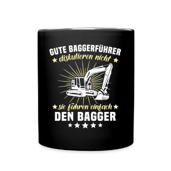 Bagger Baggerfahrer - Tasse einfarbig - Schwarz - Vorne