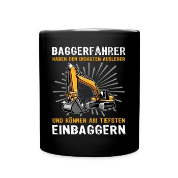 Bagger Baggerfahrer - Tasse einfarbig - Schwarz - Vorne
