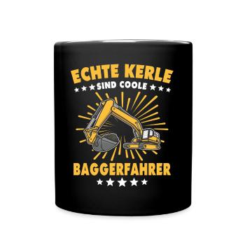 Bagger Baggerfahrer - Tasse einfarbig - Schwarz - Vorne
