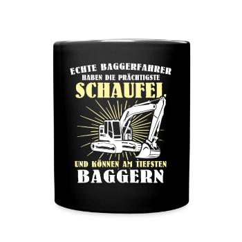 Bagger Baggerfahrer - Tasse einfarbig - Schwarz - Vorne