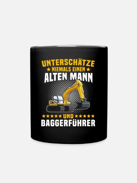 Baggerfahrer Bagger - Tasse einfarbig - Schwarz