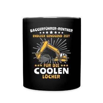 Baggerfahrer Bagger - Tasse einfarbig - Schwarz - Vorne