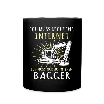 Baggerfahrer Bagger - Tasse einfarbig - Schwarz - Vorne