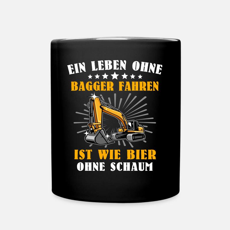 Baggerfahrer Bagger - Tasse einfarbig - Schwarz