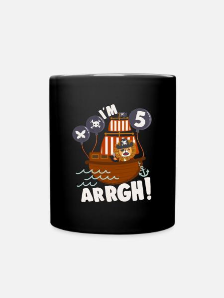 Birthday Pirate 5 Years Old Bday Party Gift Idea - Tasse einfarbig - Schwarz