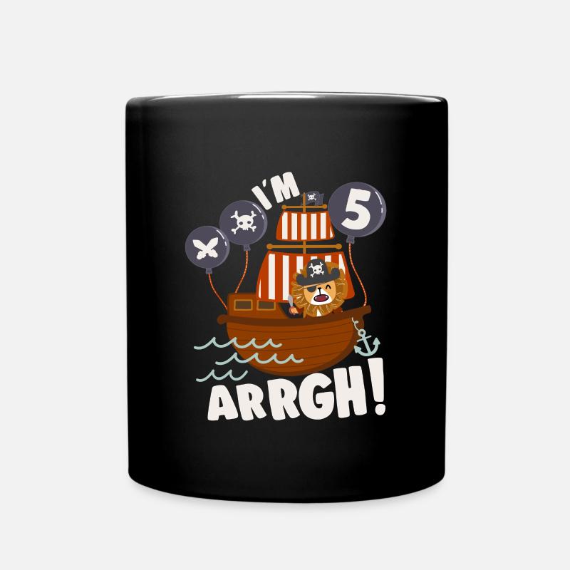 Birthday Pirate 5 Years Old Bday Party Gift Idea - Tasse einfarbig - Schwarz