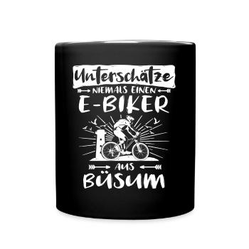 Ebike Büsum Ebiking Büsumer E-Biker - Tasse einfarbig - Schwarz - Vorne