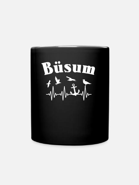 Büsum EKG Büsumer Herzlinie - Tasse einfarbig - Schwarz