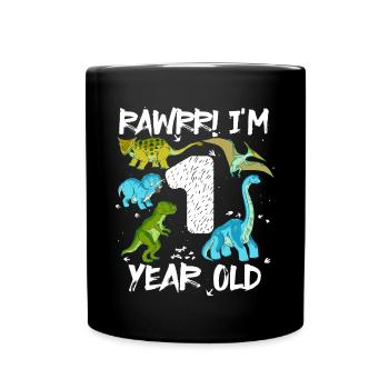 A 1 an 1er anniversaire 1 an, dinosaure - Mug uni - noir - Devant