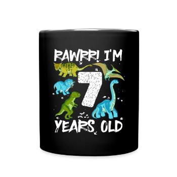 Sept 7 ans 7e anniversaire 7 ans, dinosaure - Mug uni - noir - Devant