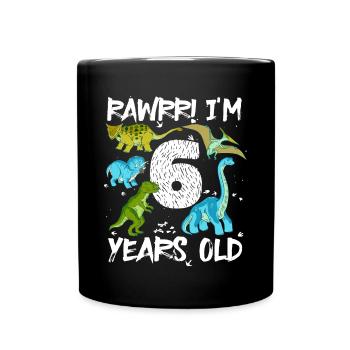Six 6 ans 6e anniversaire 6 ans, dinosaure - Mug uni - noir - Devant