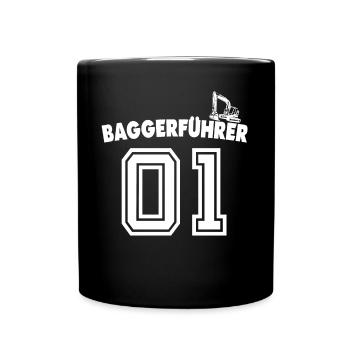 Baggerfahrer Bagger - Tasse einfarbig - Schwarz - Vorne