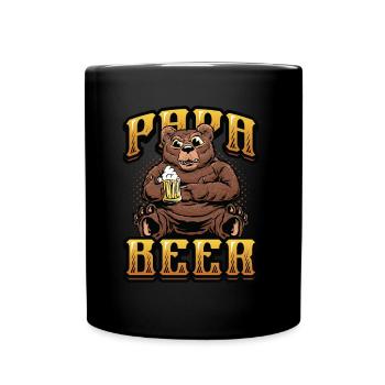 Daddy beer, teddy bear drinks beer - Full Colour Mug - black - Front