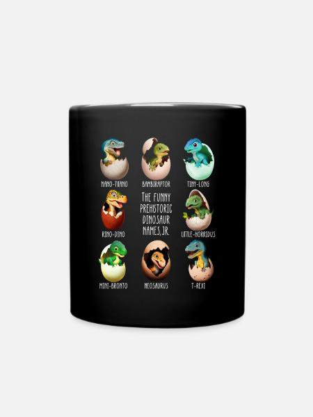 Baby dinos in the egg - Full Colour Mug - black
