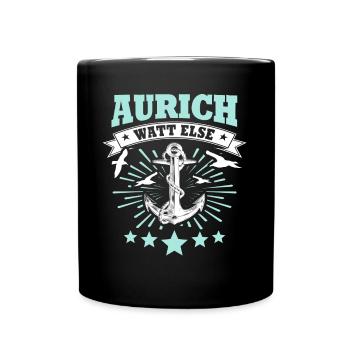 Auricher Sprüche Aurich - Tasse einfarbig - Schwarz - Vorne