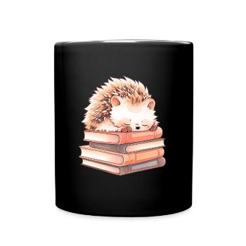 Un hérisson mignon dort sur des livres - Mug uni - noir - Devant