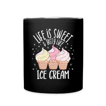 La vie est douce comme l’idée cadeau de l’amateur de crème glacée - Mug uni - noir - Devant