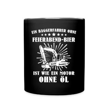 Baggerfuehrer Baggerfahrer - Tasse einfarbig - Schwarz - Vorne