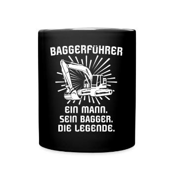 Baggerfuehrer Baggerfahrer - Tasse einfarbig - Schwarz - Vorne