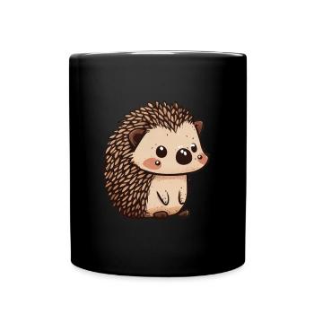 Süßer Vintage Igel - Tasse einfarbig - Schwarz - Vorne