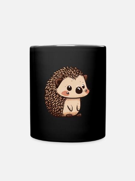 Süßer Vintage Igel - Tasse einfarbig - Schwarz