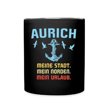 Aurich Sprüche Auricher Spruch - Tasse einfarbig - Schwarz - Vorne