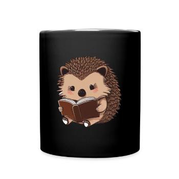 Lecture mignonne hérisson - Mug uni - noir - Devant