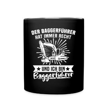 Baggerführer Bagger Baggerfahrer - Tasse einfarbig - Schwarz - Vorne