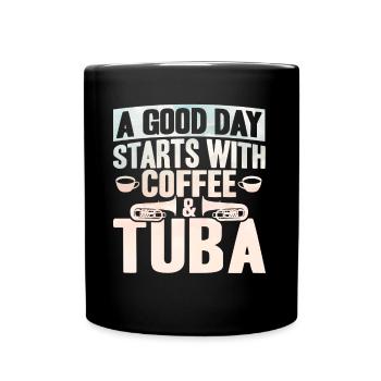 Tuba Kaffee und Tuba Geschenk - Tasse einfarbig - Schwarz - Vorne