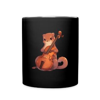 Mungo spielt Cello - Tasse einfarbig - Schwarz - Vorne