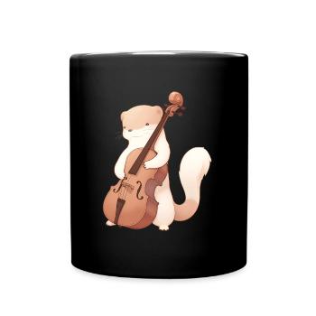 Mungo spielt Cello - Tasse einfarbig - Schwarz - Vorne