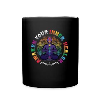 Awaken Your Inner Healer, Reiki Spiritual - Full Colour Mug - black - Front