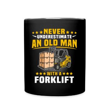 Underestimate man forklift - Full Colour Mug - black - Front